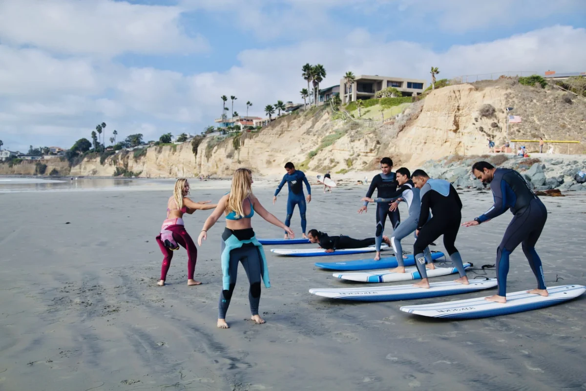 surf lesson At Huntington Beach