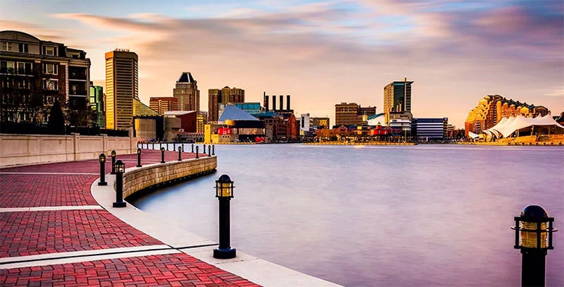 Harbor promenade walk at Inner Harbor Baltimore