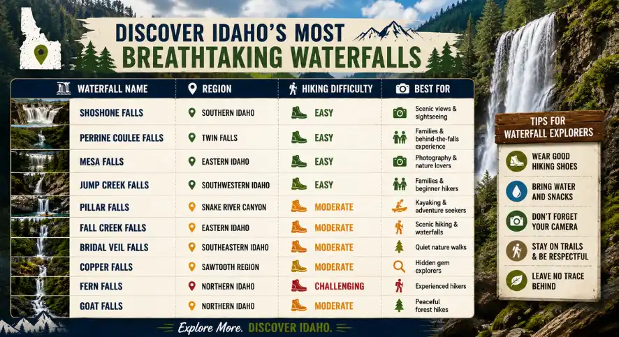 Idaho Waterfalls Information Image