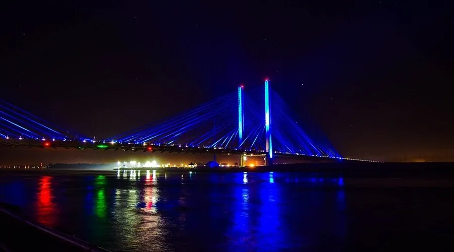 Night View Of Inlet Bridge
